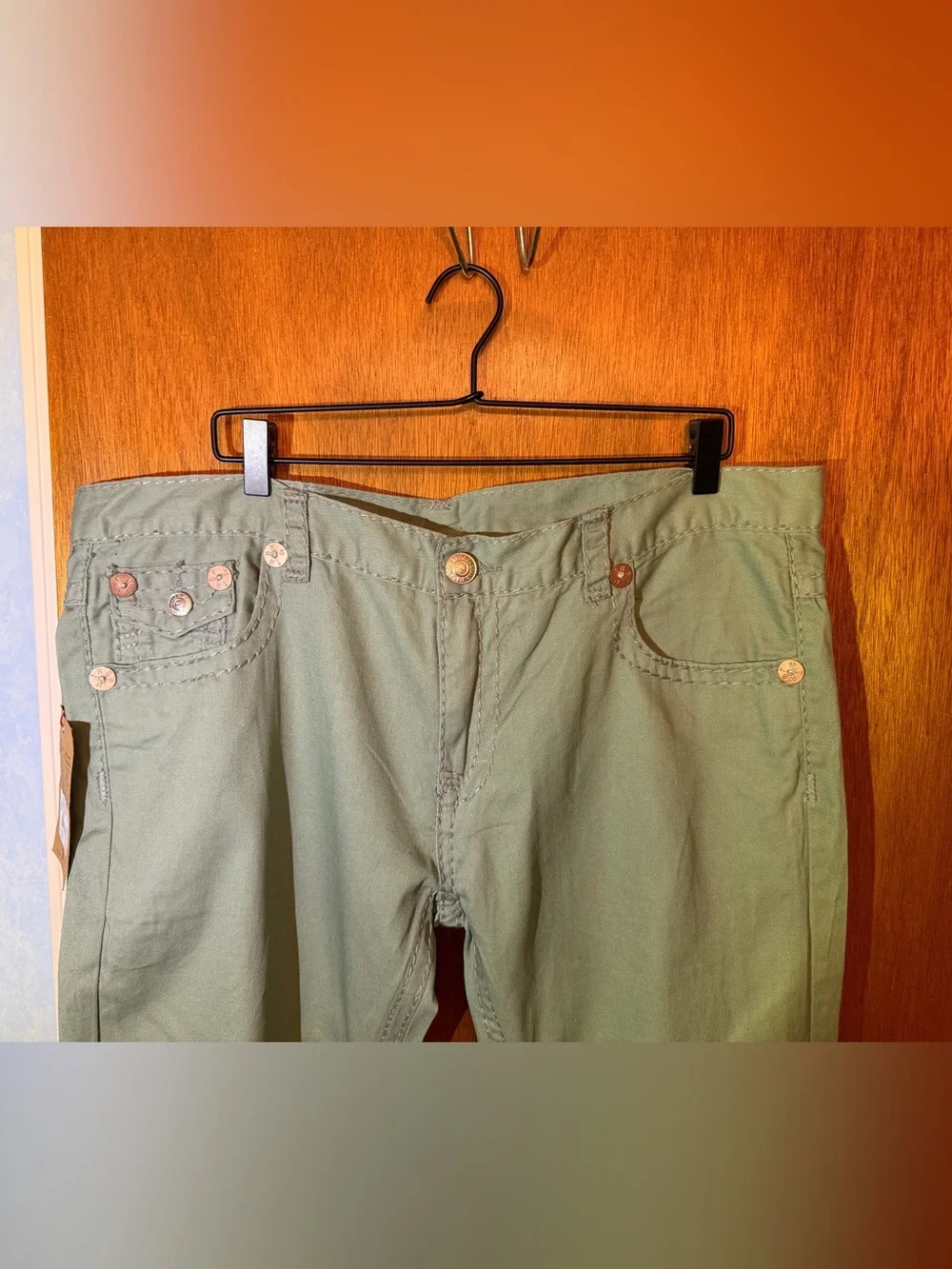 Men’s true religion Billy 38 light green NWT